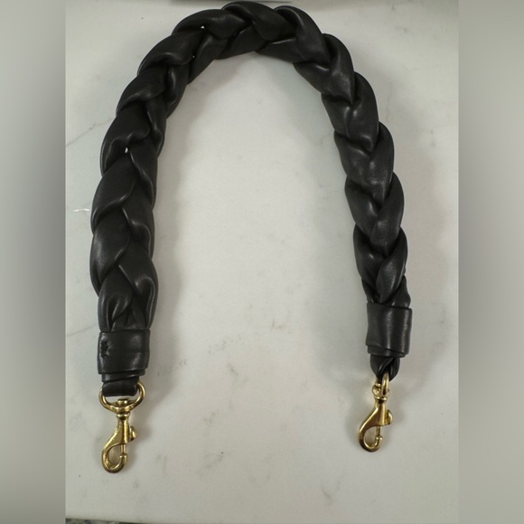 Clare V Black Braided Leather Bag Strap with Gold Clasps - Picture 1 of 4